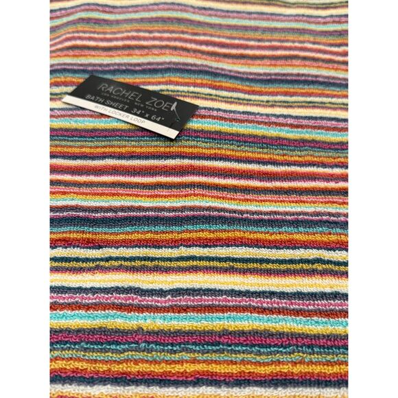 Rachel Zoe Multicolor Striped Bath Sheet 34x64 Oversized Towel w/ Locker Loop - Picture 5 of 5
